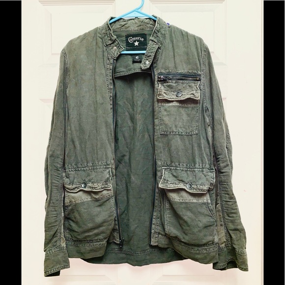 Converse Other - Converse military jacket blue-green metal zip up S